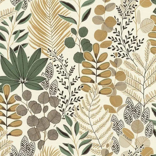 PAPIER PEINT INTISSE FOUGERE - VERT ET BEIGE -  VEGETAL - RASCH