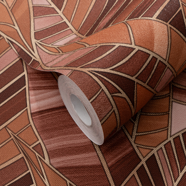 PAPIER PEINT INTISSE FEUILLAGE - TERRACOTTA- VEGETAL - ERISMANN
