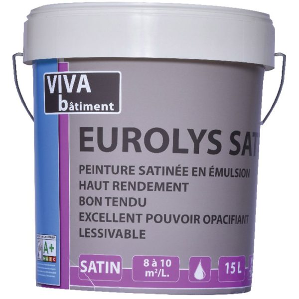 PEINTURE DE FINITION ACRYLIQUE EUROLYS SATIN - MUR - VB - 15L