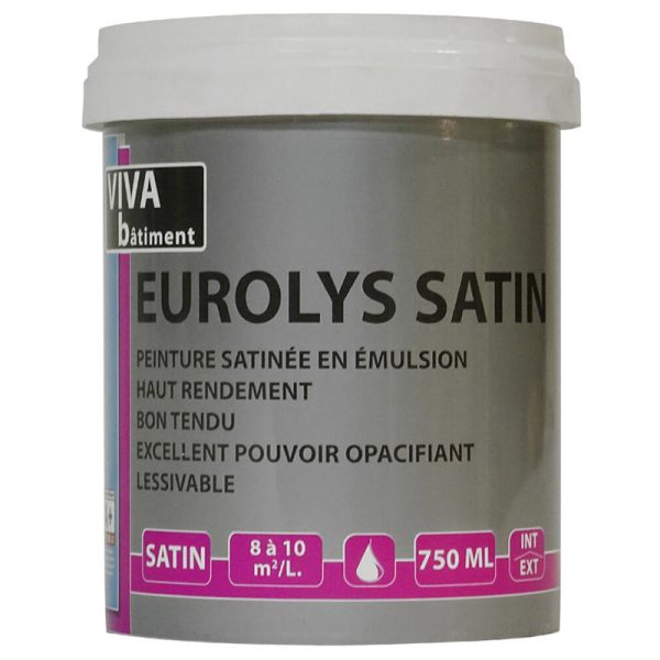 PEINTURE DE FINITION ACRYLIQUE EUROLYS SATIN - MUR - VB - 750ML