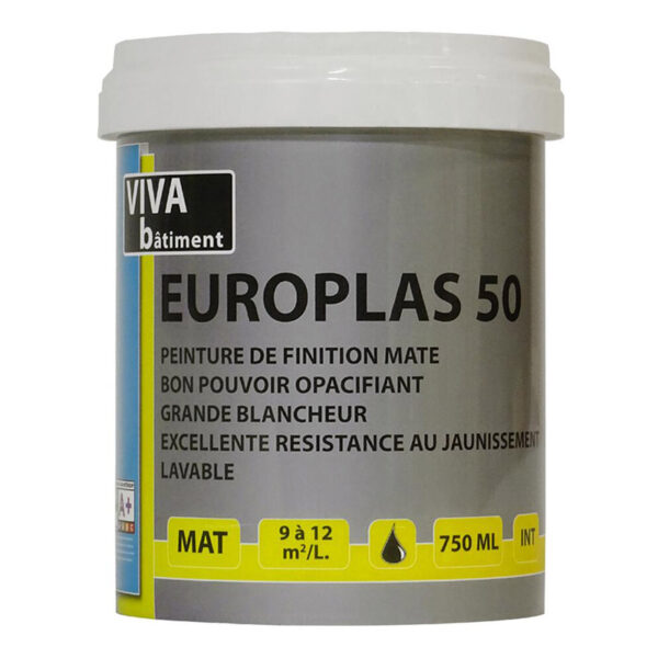 PEINTURE DE FINITION ACRYLIQUE EUROPLAS 50 - MUR - VB - 750ML