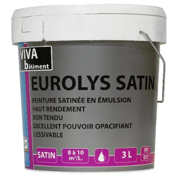 PEINTURE DE FINITION ACRYLIQUE EUROLYS SATIN - MUR - VB - 3L