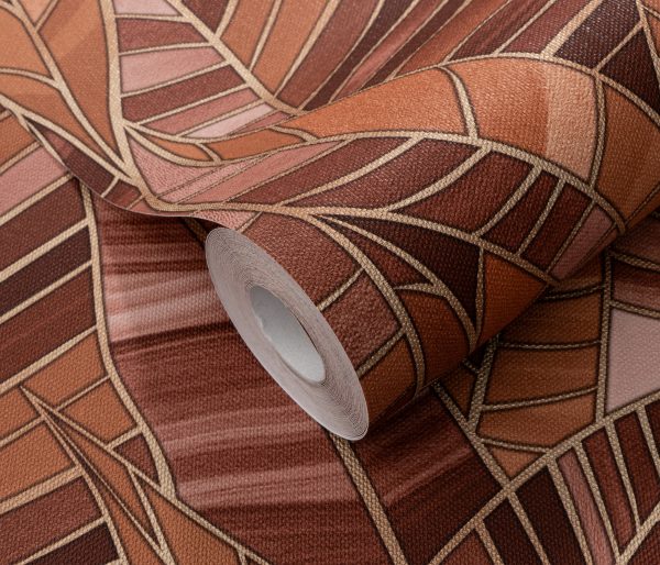 PAPIER PEINT INTISSE FEUILLAGE - TERRACOTTA- VEGETAL - ERISMANN