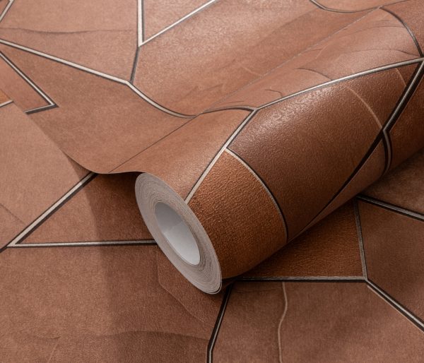 PAPIER PEINT INTISSE - TERRACOTTA - GRAPHIQUE - ERISMANN