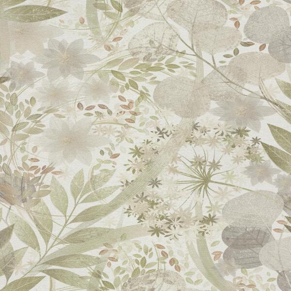 PAPIER PEINT INTISSE SECRET GARDEN - VERT - FLORAL - ERISMANN