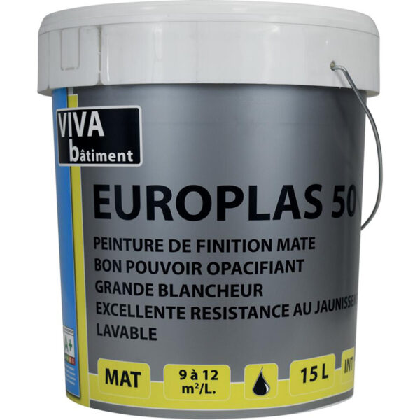 PEINTURE DE FINITION ACRYLIQUE EUROPLAS 50 - MUR - VB - 15L