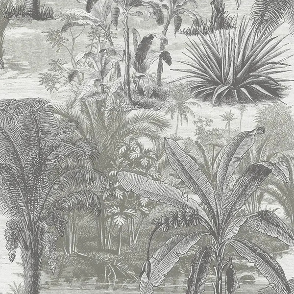 PAPIER PEINT GRAVURE TROPICAL - GREGE - VEGETAL - LUTECE