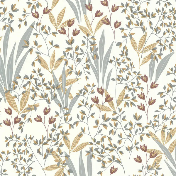 PAPIER PEINT FLORIS - VERT ET FRAMBOISE - FLORAL - LUTECE