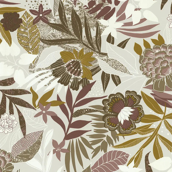 PAPIER PEINT PRIMAVERA - BORDEAUX - FLORAL - LUTECE