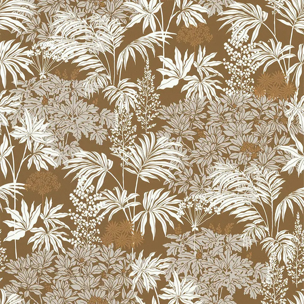 PAPIER PEINT NATURE SAUVAGE - MARRON NOISETTE - VEGETAL - LUTECE