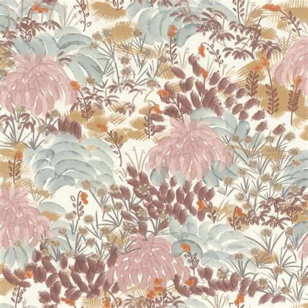 PAPIER PEINT INTISSE SYMPHONY - ROSE ET OCRE - FLORAL - RASCH