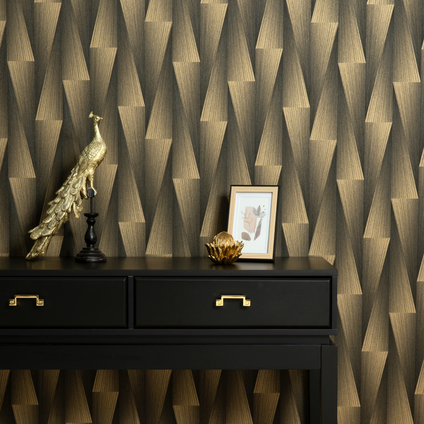 PAPIER PEINT INTISSE TRIANGLE ART DÉCO - OR - GRAPHIQUE - ERISMANN – Image 3