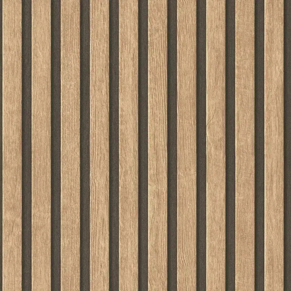 PAPIER PEINT TASSEAUX DE BOIS - BEIGE & NOIR - BOIS - AS CRÉATION