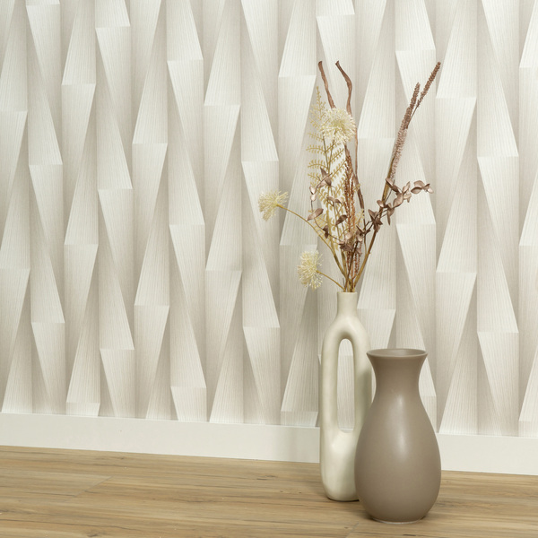 PAPIER PEINT INTISSE TRIANGLE ART DÉCO - BEIGE - GRAPHIQUE - ERISMANN – Image 2