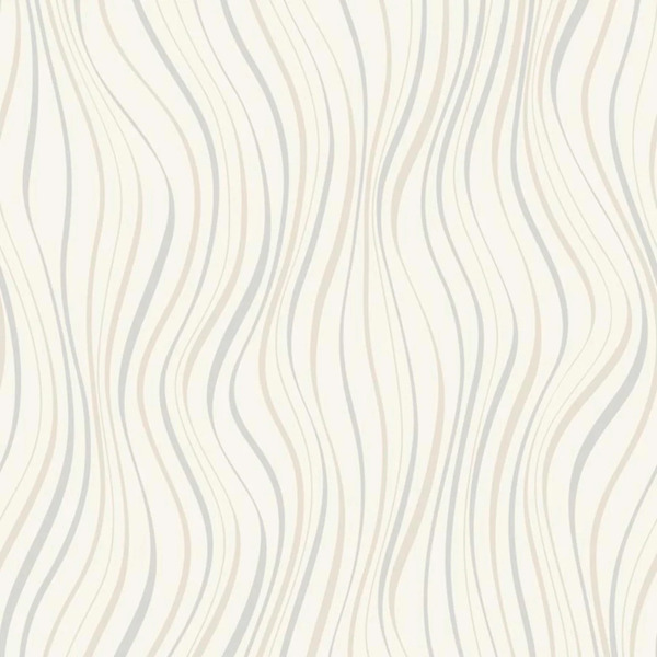 PAPIER PEINT LIGNES ONDULÉES - BLANC, ARGENTÉ & OR - GRAPHIQUE - GRANDECO
