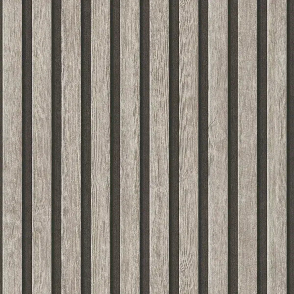 PAPIER PEINT TASSEAUX DE BOIS - GRIS & NOIR - BOIS - AS CRÉATION