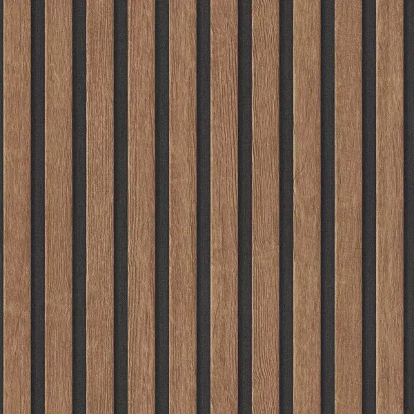 PAPIER PEINT TASSEAUX DE BOIS - MARRON & NOIR - BOIS - AS CRÉATION