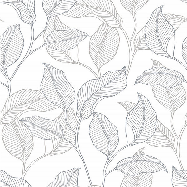 PAPIER PEINT VÉGÉTAL LEAVES EXOTIC - BLANC, MARRON & GRIS - VÉGÉTAL - GRANDECO