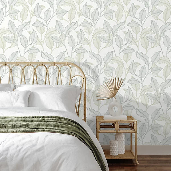 PAPIER PEINT VÉGÉTAL LEAVES EXOTIC - BLANC, MARRON & VERT - VÉGÉTAL - GRANDECO – Image 2