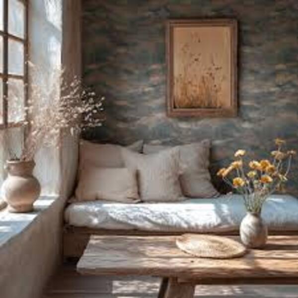 PAPIER PEINT INTISSE NUAGEUX - BLEU ET OCRE - GRAPHIQUE - AS CRÉATION – Image 2