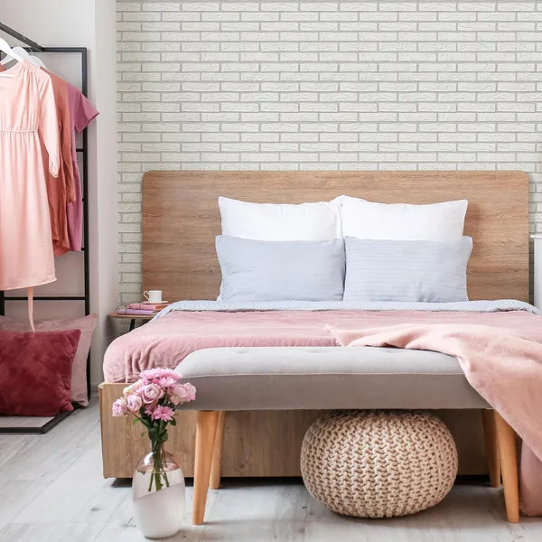 PAPIER PEINT BRIQUES 3D - BLANC - ERISMANN – Image 2