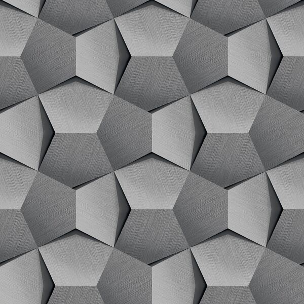 PAPIER PEINT ILLUSION LOSANGE - GRIS FONCÉ - GRAPHIQUE - GRANDECO