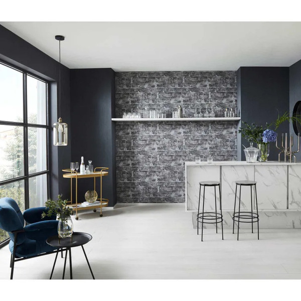 PAPIER PEINT BRIQUE - GRIS & ARGENT - ERISMANN – Image 3