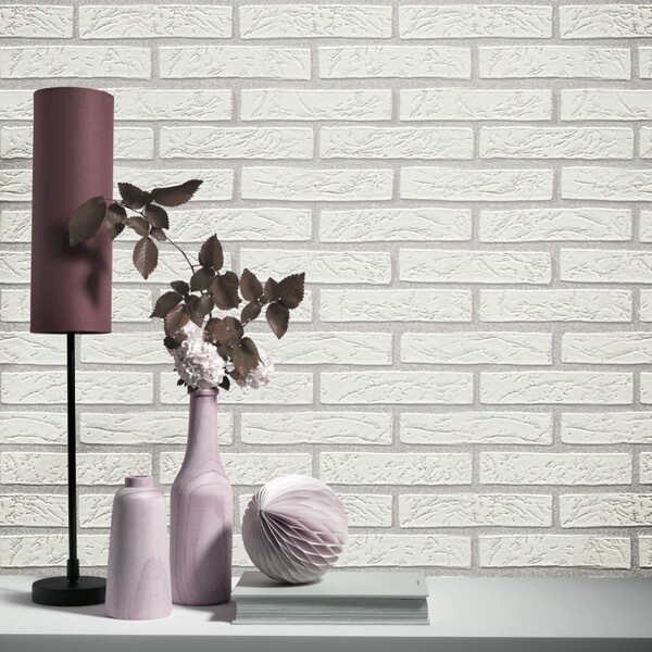 PAPIER PEINT BRIQUES 3D - BLANC - ERISMANN – Image 3