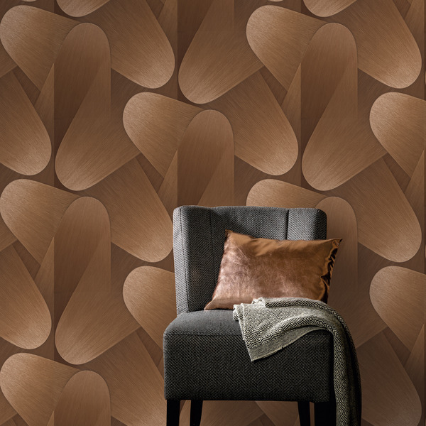 PAPIER PEINT MODERNE ART DÉCO - CUIVRE - GRAPHIQUE - ERISMANN – Image 3