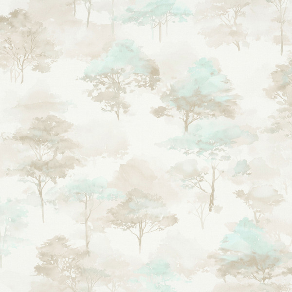 PAPIER PEINT INTISSÉ FORÊT ENCHANTÉE - BLEU & TAUPE - FLORAL - ERISMANN