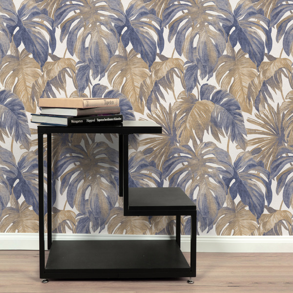 PAPIER PEINT INTISSÉ SOUFFLE VÉGÉTAL - BLEU & OCRE - VÉGÉTAL - ERISMANN – Image 3