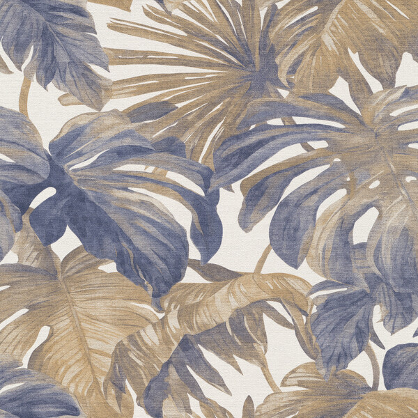 PAPIER PEINT INTISSÉ SOUFFLE VÉGÉTAL - BLEU & OCRE - VÉGÉTAL - ERISMANN