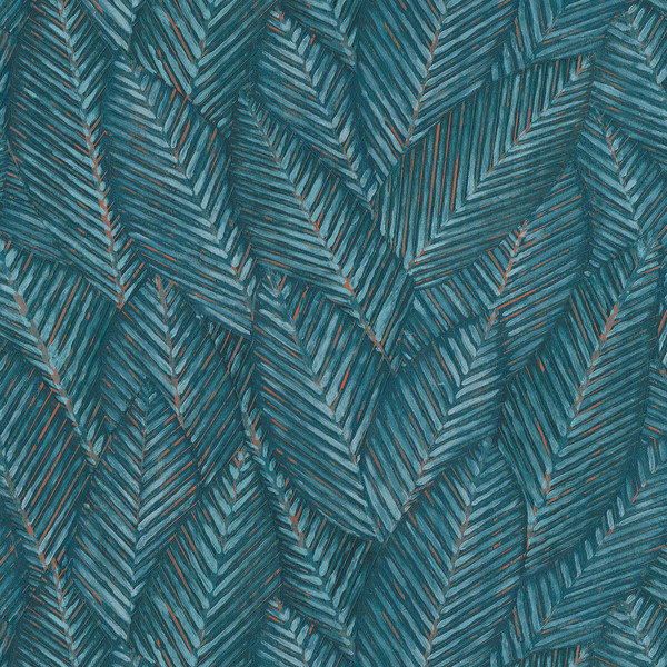 PAPIER PEINT INTISSÉ PALMERAIE - BLEU PAON - VÉGÉTAL - ERISMANN