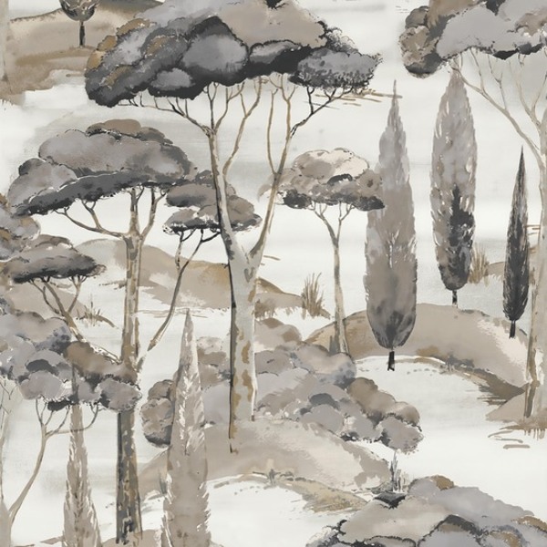 PAPIER PEINT INTISSÉ BRUME DE PINS - GRIS & TAUPE - GRANDECO