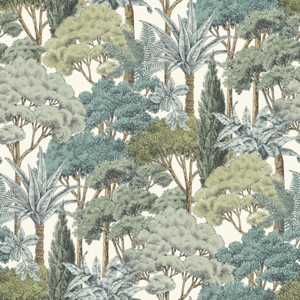 PAPIER PEINT INTISSÉ HERBIER VOYAGEUR - VERT CÉLADON - GRANDECO