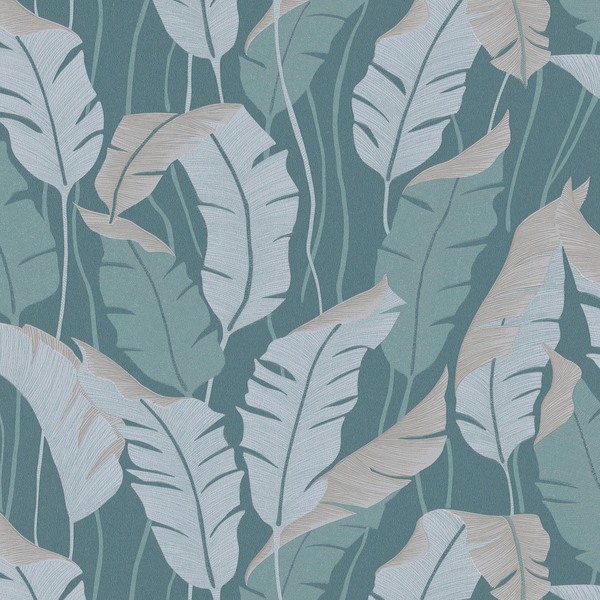 PAPIER PEINT INTISSÉ BANANIER - BLEU GIVRÉ - VÉGÉTAL - ERISMANN