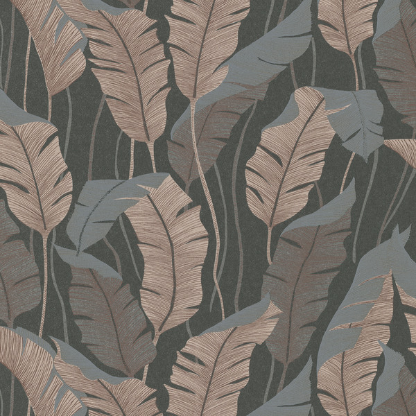 PAPIER PEINT INTISSÉ BANANIER - TAUPE & ROSE - VÉGÉTAL - ERISMANN
