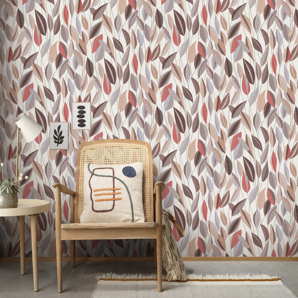 PAPIER PEINT INTISSÉ FEUILLAGE AUTOMNAL - TERRACOTTA & MARRON - FLORAL - ERISMANN – Image 2
