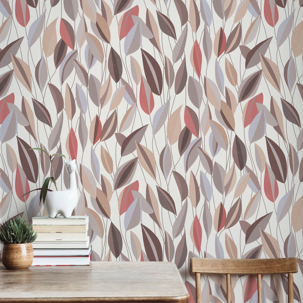 PAPIER PEINT INTISSÉ FEUILLAGE AUTOMNAL - TERRACOTTA & MARRON - FLORAL - ERISMANN – Image 3