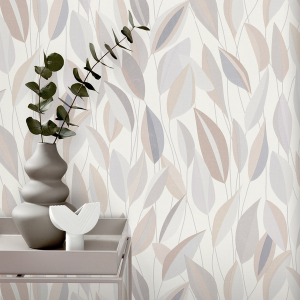 PAPIER PEINT INTISSÉ FEUILLAGE AUTOMNAL - GRIS CLAIR- FLORAL - ERISMANN – Image 2