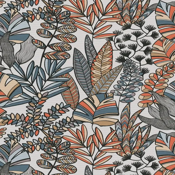 PAPIER PEINT INTISSÉ ARTY - BLEU & ORANGE - VÉGÉTAL - AS CREATION