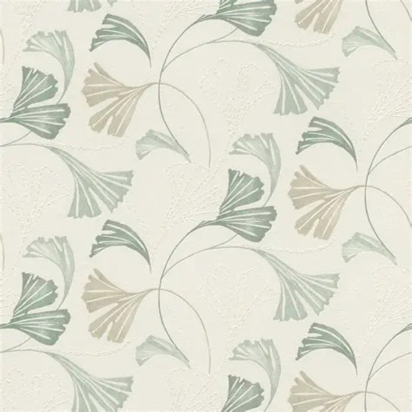 PAPIER PEINT INTISSÉ GINKGO - VERT & GRIS - CLASSIQUE - RASCH