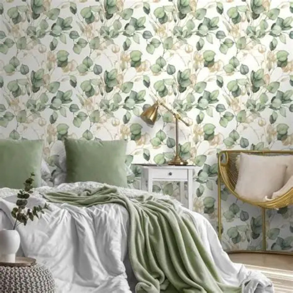 PAPIER PEINT VINYL FLORAL CHAMPETRE - VERT & OR - FLORAL - UGEPA – Image 2