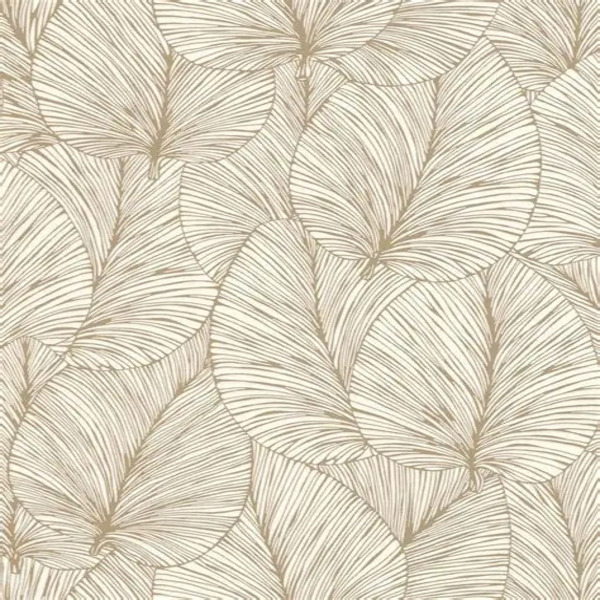 PAPIER PEINT INTISSÉ FEUILLAGE - OR & BLANC NACRÉ - VÉGÉTAL - RASCH