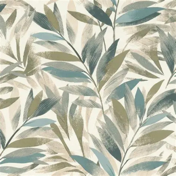 PAPIER PEINT INTISSÉ ÉCLAT VÉGÉTAL - VERT, BLEU & BEIGE - VÉGÉTAL - RASCH