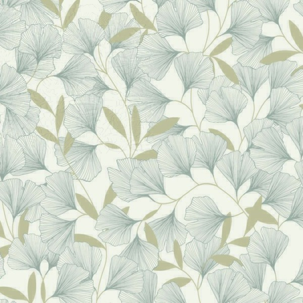 PAPIER PEINT INTISSÉ GINKGO - GRIS & SABLE - FLORAL - GRANDECO