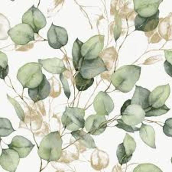 PAPIER PEINT VINYL FLORAL CHAMPETRE - VERT & OR - FLORAL - UGEPA