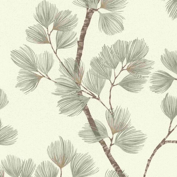 PAPIER PEINT INTISSÉ BRANCHES DE PIN - VERT - VÉGÉTAL - RASCH