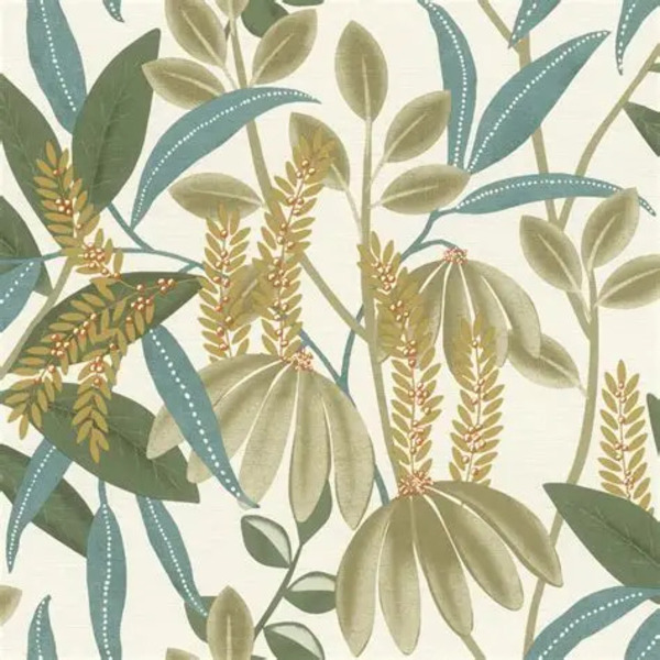 PAPIER PEINT INTISSÉ JARDIN D'EUCALYPTUS - VERT & BLEU - VÉGÉTAL - RASCH