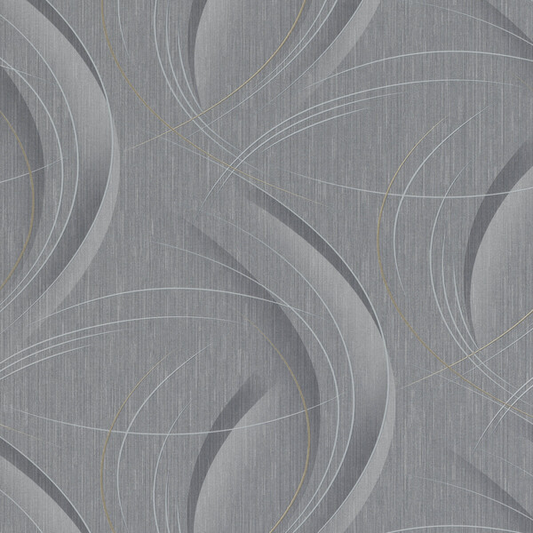 PAPIER PEINT INTISSÉ LIGNES FLUIDES - GRIS & OR - GRAPHIQUE - ERISMANN